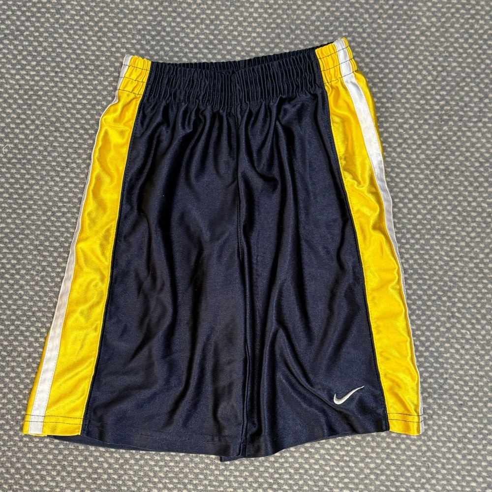 Nike Kids' Navy Blue and Yellow Athletic Shorts